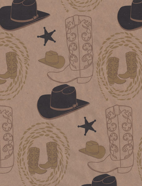 Black Hat Western Kraft Gift Wrap