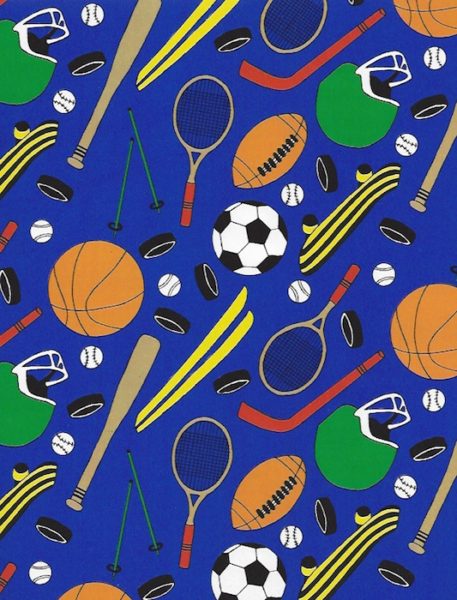 Sports on Blue Glossy Giftwrap
