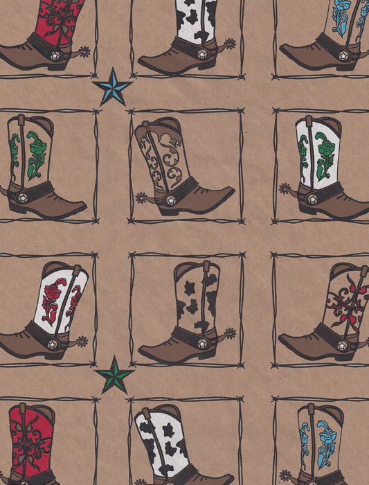 Western Boots Kraft Gift Wrap » Under Wraps
