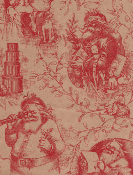 Burgundy Santa Toile Kraft Gift Wrap