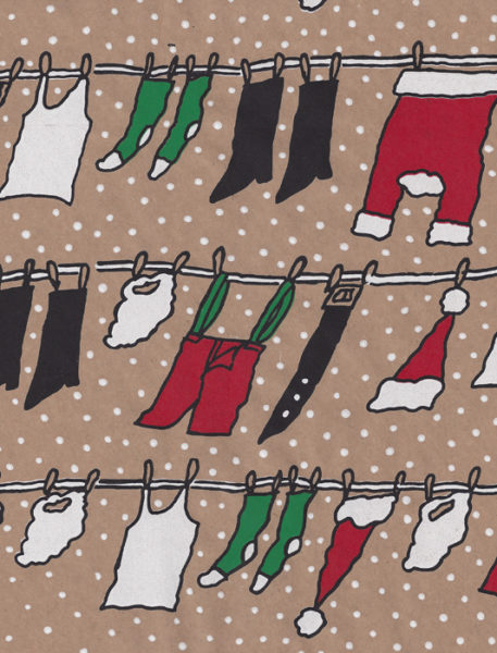 Clothesline Santa Kraft Gift Wrap