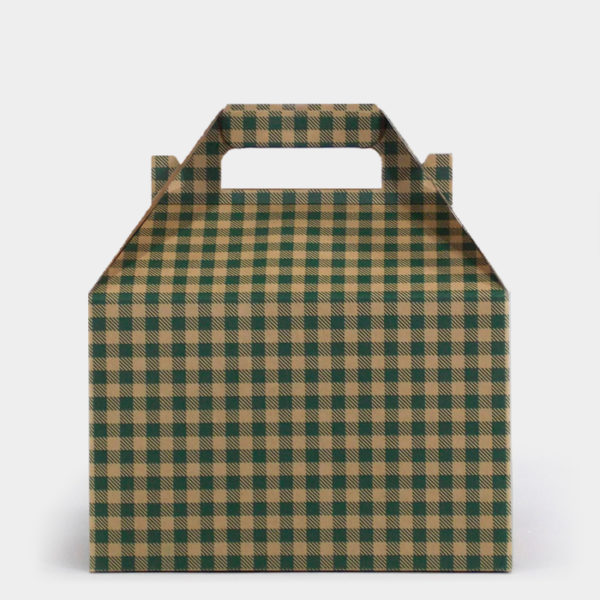 Green Gingham Kraft Gable Box