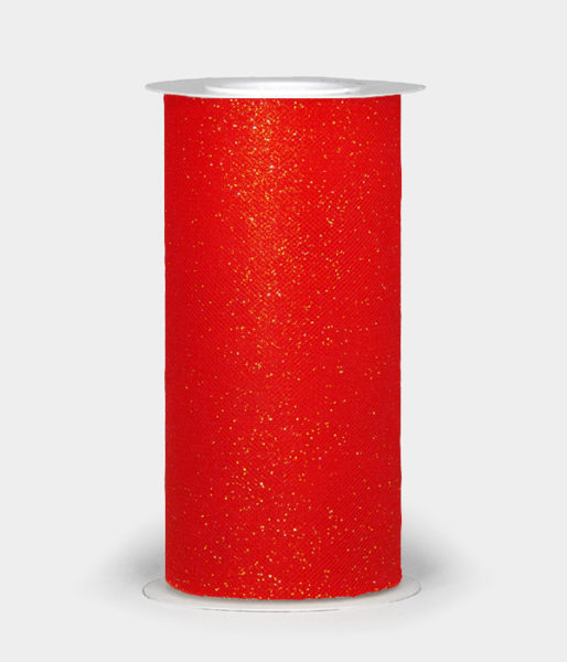 Gold on Red Stardust Tulle