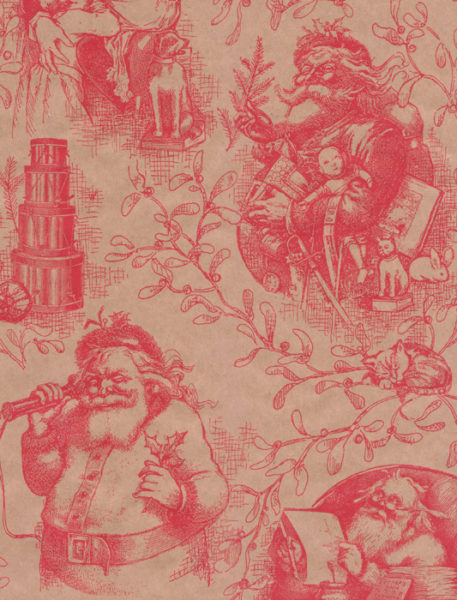 Red Santa Toile Kraft Gift Wrap