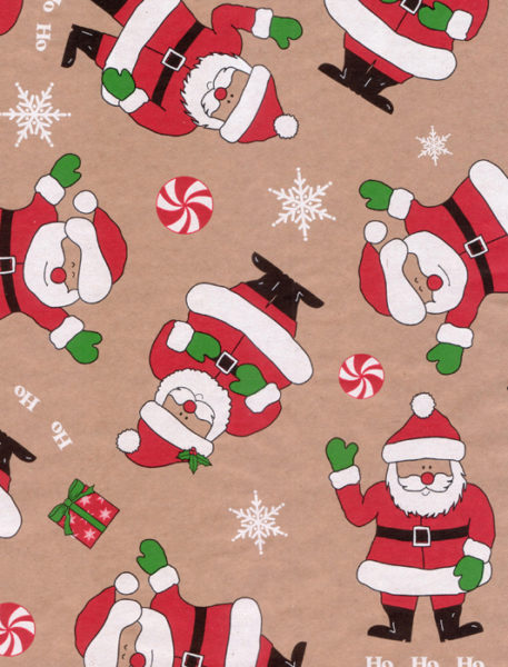 Smiling Santa Kraft Gift Wrap