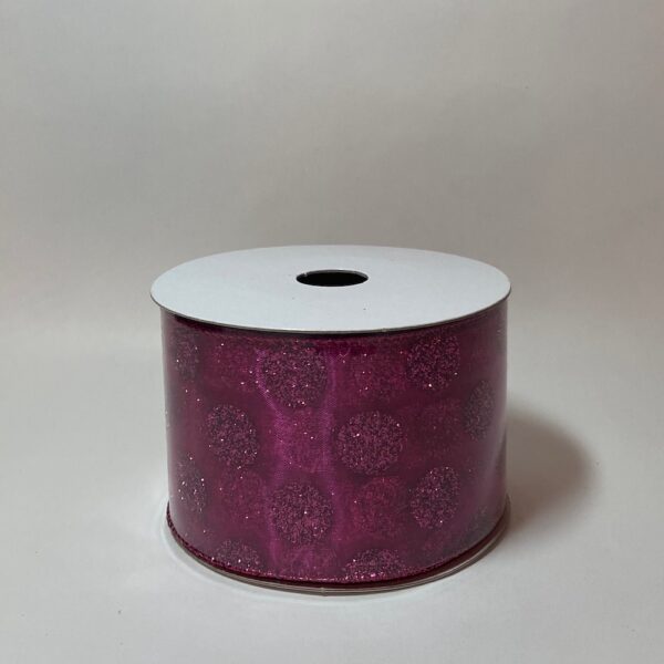 Magenta Sparkle Dots Wired Edge Ribbon